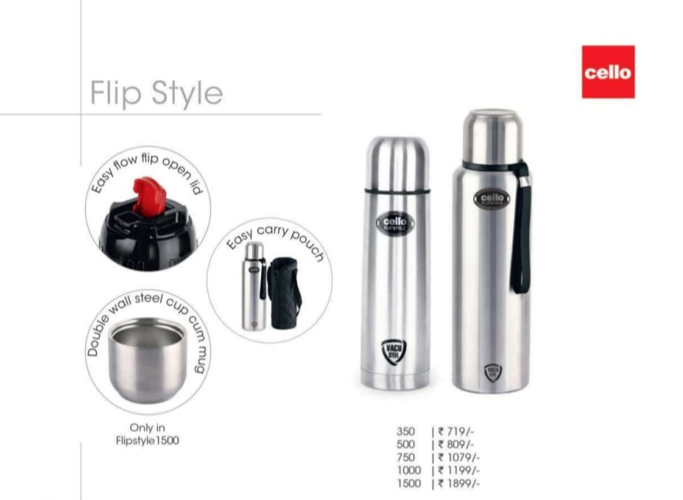 Cello flip style bottle